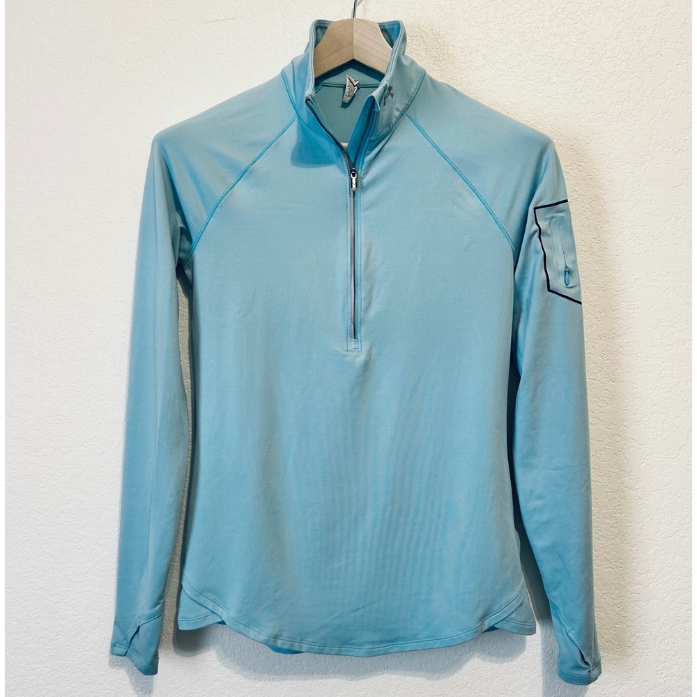 Under Armour 1/4 Zip Running Pullover Women's Medium Blue Pockets Activewear